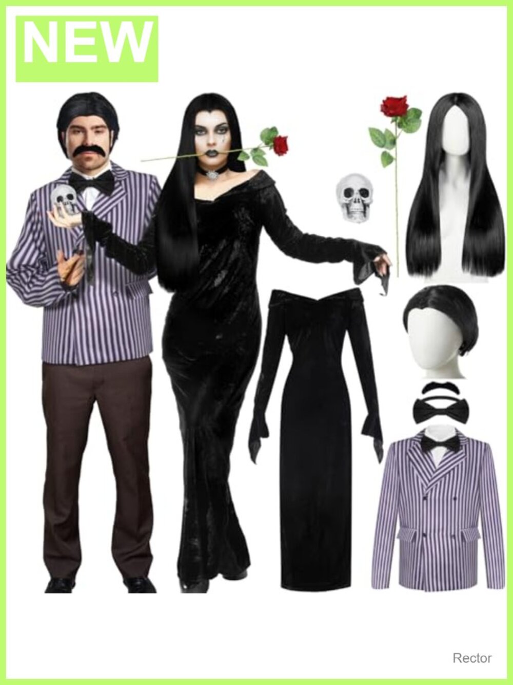 Gothic Couples Halloween Costume Set 8 Pcs Cosplay Outfits Adults